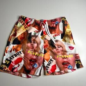 Playboy x PacSun Swim Trunks Shorts Mens Small S‎ Collage Print Magazine Cover